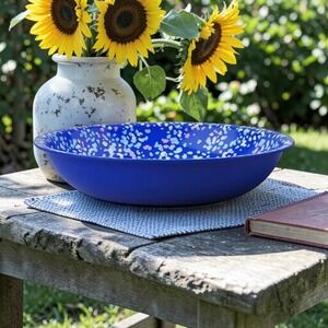 Room Essentials Blue Confetti Splatter Cereal Dinner Bowl BPA - Free Set 2 36 oz